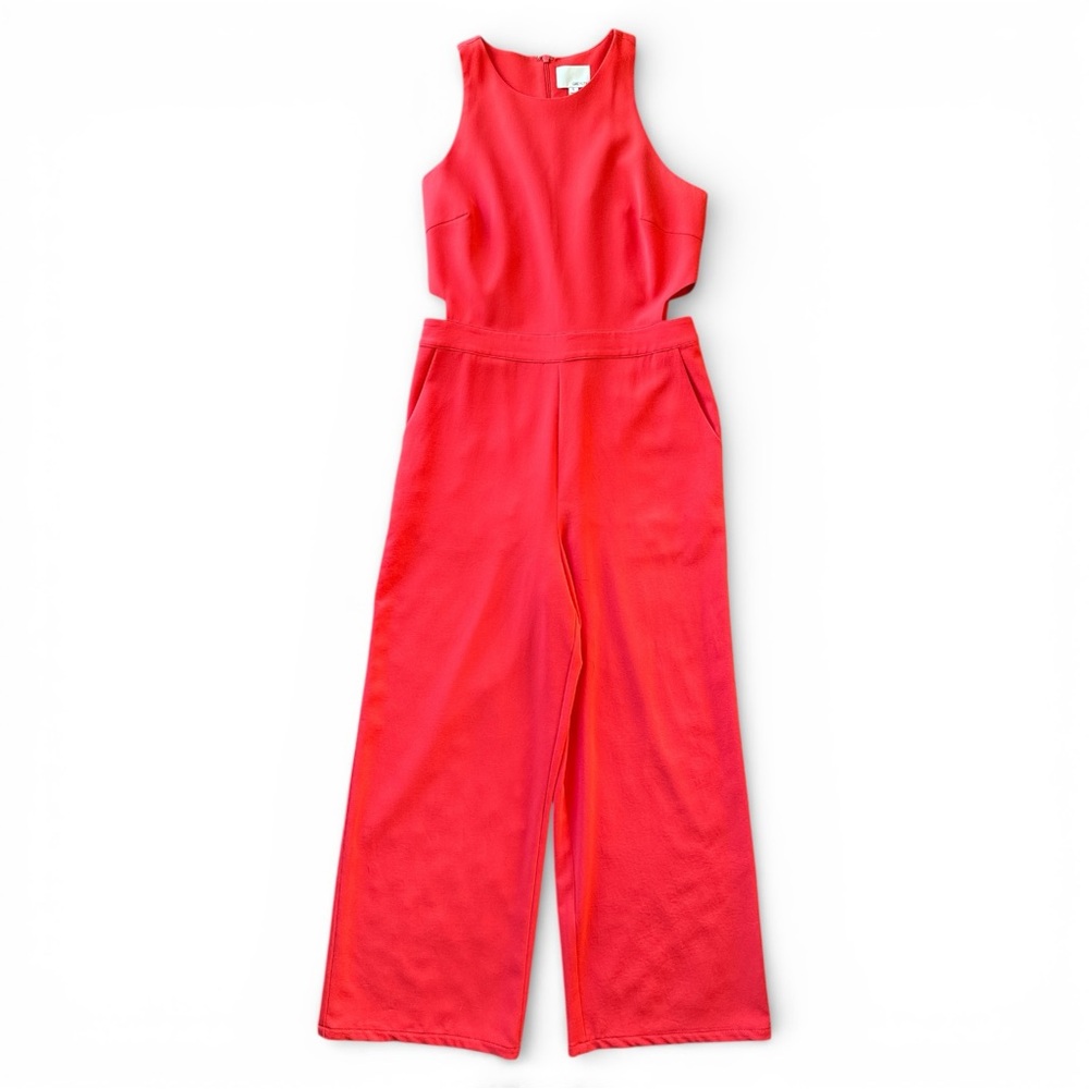 Anthropologie Greylin Coral Sleeveless Jumpsuit w Waist Cut-Outs Size Large